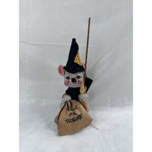 Annalee Doll Mouse Witch Halloween Primitive Folk Art Broom Trick Or Treat 1971